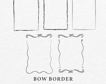 Bow Scribble Border Frame – Hand-Drawn Doodle Clip Art (SVG, PNG)