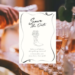 wedding invitation with cowboy boots illustration svg png