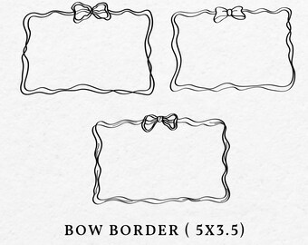 Bow Scribble Border Frame – Table Place Card Template (SVG, PNG)