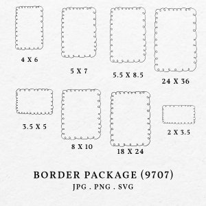 Hand Drawn Scribble Border Frame Illustration Package Bundle SVG PNG  - Whimsical Doodle Frame Clip Art For Wedding Invitation Outline