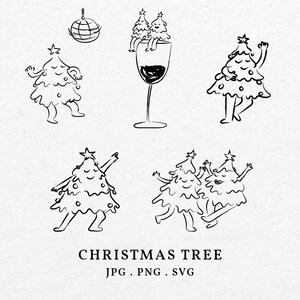 hand drawn christmas tree illustration clip art