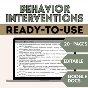 Behavior Interventions, Special Education Resources, Counseling and School Psychologist Resources, Positive Discipline Plan, SEL (Editable)