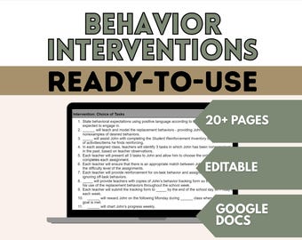 Behavior Interventions, Special Education Resources, Counseling and School Psychologist Resources, Positive Discipline Plan, SEL (Editable)