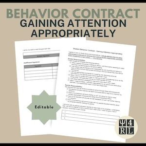 Student Behavior Contract - Gaining Attention Appropriately