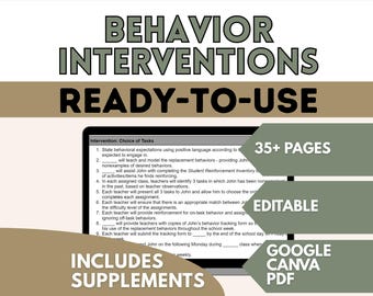 Behavior Intervention School Bundle, Special Education Resources, School Psychologist and Counselor Resources (Digital Downloads; Editable)