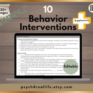May include: A printable behavior contract template for teachers. The contract includes sections for stating behavioral expectations, outlining responsibilities, and identifying rewards. The template is editable and includes a section for tracking progress. The text "Editable" is highlighted in green.