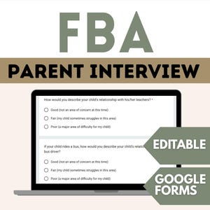 Intervista ai genitori per l'analisi funzionale del comportamento (FBA), dati sull'educazione speciale, funzione del comportamento, risorse per consulenti e psicologi scolastici, ABA (Moduli Google)