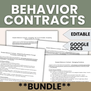 Behavior Contracts School Bundle | Positive Discipline Plan, Special Education Resources, Counselor, School Psychologist (Google Docs)