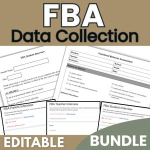 FBA Data Collection Bundle | Special Education Resources, Function of Behavior, Counselor and School Psychologist Resources, ABA (Editable)