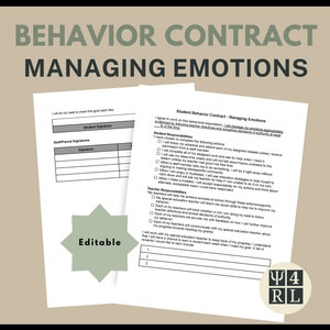 Student Behavior Contract - Managing Emotions
