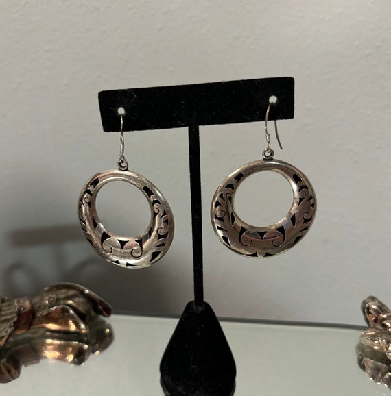 Vintage TAXCO sterling silver large dangle earring