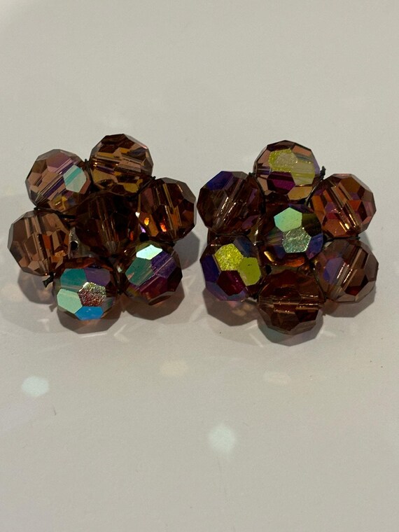 Large Aurora Borealis Beaded Statement Earrings C… - image 2