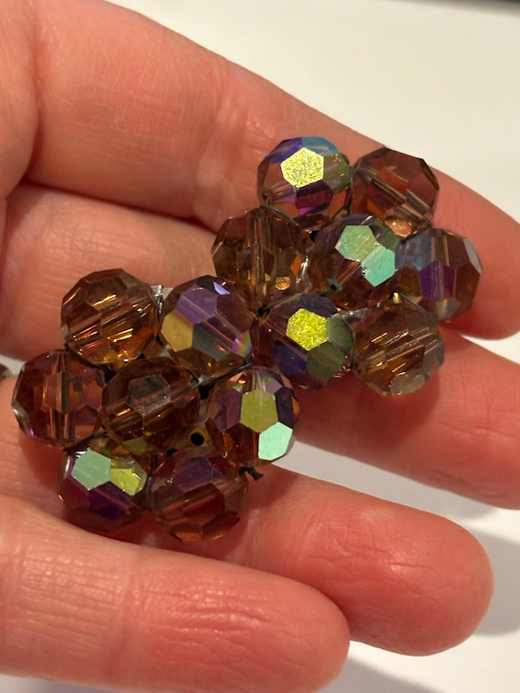 Large Aurora Borealis Beaded Statement Earrings C… - image 1