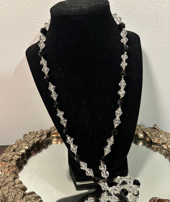 Vintage faceted rock crystal beads necklace & brac