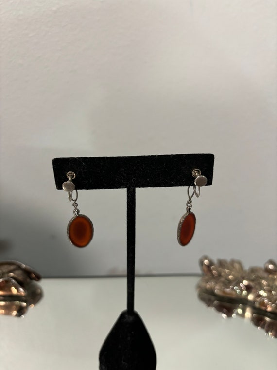 Vintage sterling silver dangling cameo earrings s… - image 2