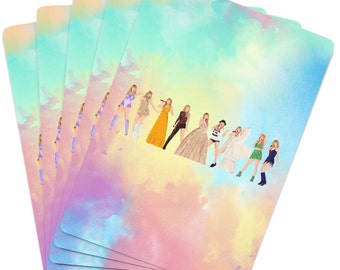 Taylor Swifties Eras Tour Poker Playing Cards Swift Rainbow Watercolor Design 52 Playing Card Deck Classic Deck Of Cards Swiftie Gift