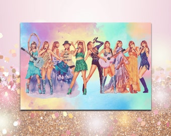 Taylor Swiftie's Eras Tour 36" X 24" Inch Concert Poster, Satin Finish Low-Glare Indoor Environment Horizontal Print, Swiftie Wall Decor Art