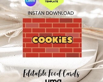 Construction Food Card Printable Editable Party Food Labels Construction Birthday Buffet Sign Candy Table Decor Instant Download