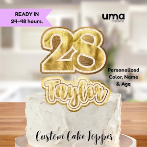 Personalized Cake Topper Printable, Custom Name and Age Cake Topper, Birthday Cake Decoration, Print and Cut Template, Easy DIY Party Decor