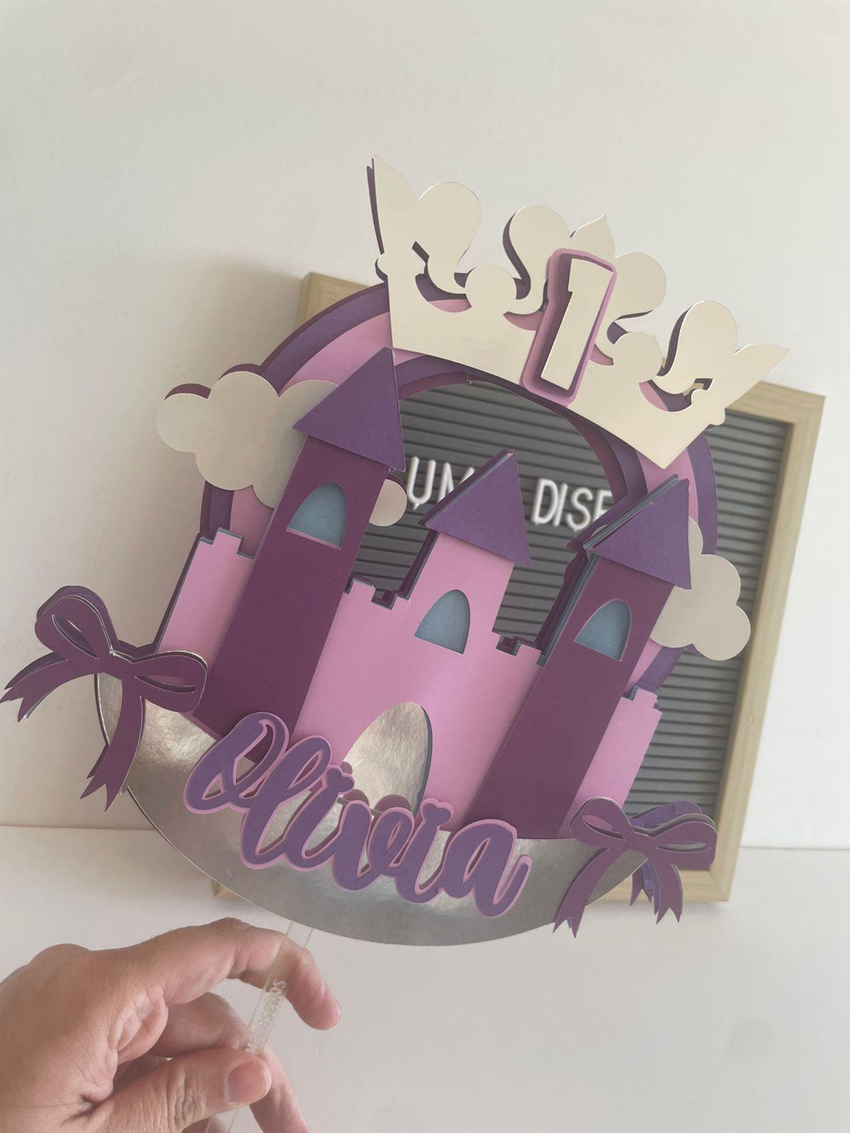 Topper Static Ps Princess Castle Cake Topper SVG Layer Template | Cake Topper Princess ...