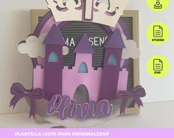 3D Princess Castle Cake Topper SVG Cut File | Layered Papercraft Template for Cricut & Silhouette Cameo | Girls Birthday Party Decor