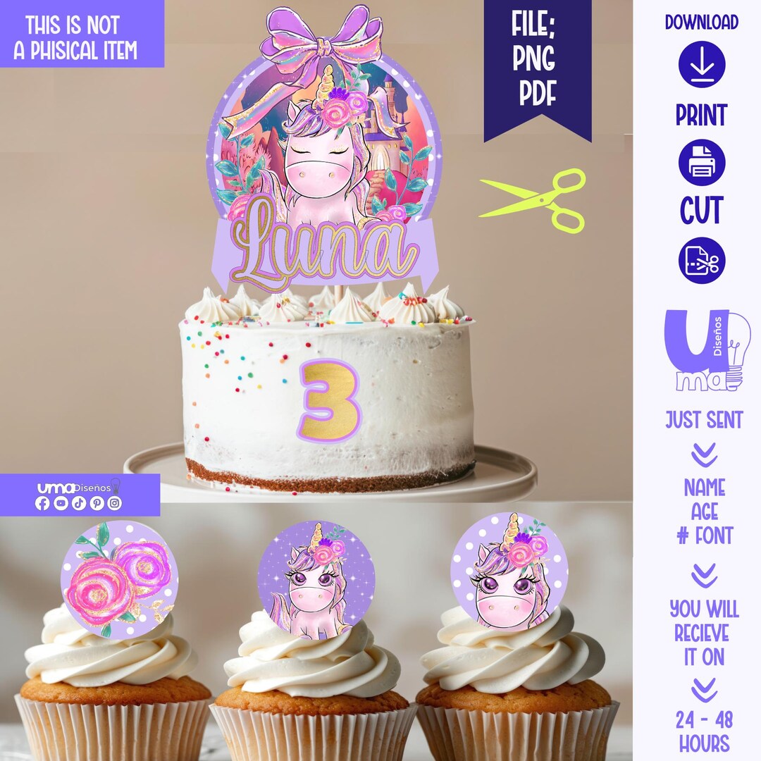 Printable Unicorn Cake Topper – Perfect for Kids Parties | Free Cupcake Toppers Unicorn ...