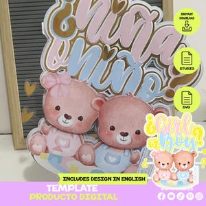 Modello SVG Cake Topper per ragazza o ragazzo | Il sesso del cake topper per ragazza o ragazzo rivela i file tagliati per Cricut & Silhouette |  SVG