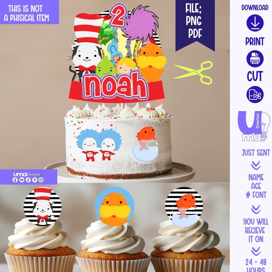 Printable Dr Seuss Cake Topper – Perfect for Kids Parties | Free ...