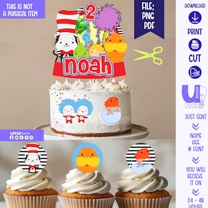 Printable Dr Seuss Cake Topper – Perfect for kids parties | Free Cupcake Toppers Dr seuss lorax - Dr Seuss cake topper printable
