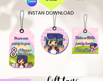APHMAU Favor Tags Printable Editable + Free Name Label, APHMAU Party Tags, Treat Bag Labels, APHMAU Party Decorations Digital Download