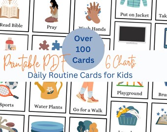 Daily Routine for Kids Printable Daily Routine Cards Visual Schedule Toddler Routine Commucation Cards Daily Rhythm Checklist