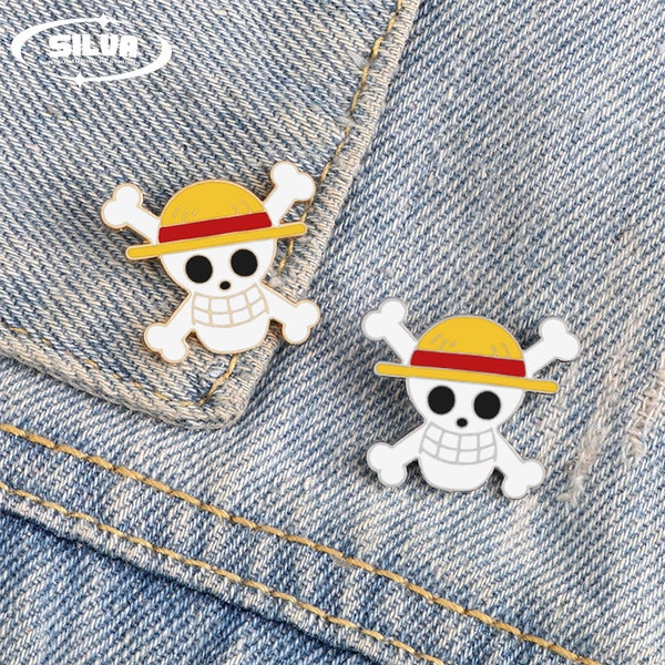 One Piece Anime Skeleton Brooch Pirate Skull Enamel Pins Cosplay Badge Backpack Cloth Denim Lapel Pin Jewelry Gift Comic
