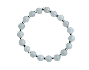 8mm White Jade Bracelet, Healing Crystal Bracelet, Bracelet for Women, Meditation Bracelet, Spiritual Healing, Gifts for Women, Unisex