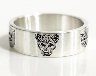S925 Sterling Silver Animal Ring, Customized Pet Ring, Personalized Pet Picture Ring, Adjustable Ring Size