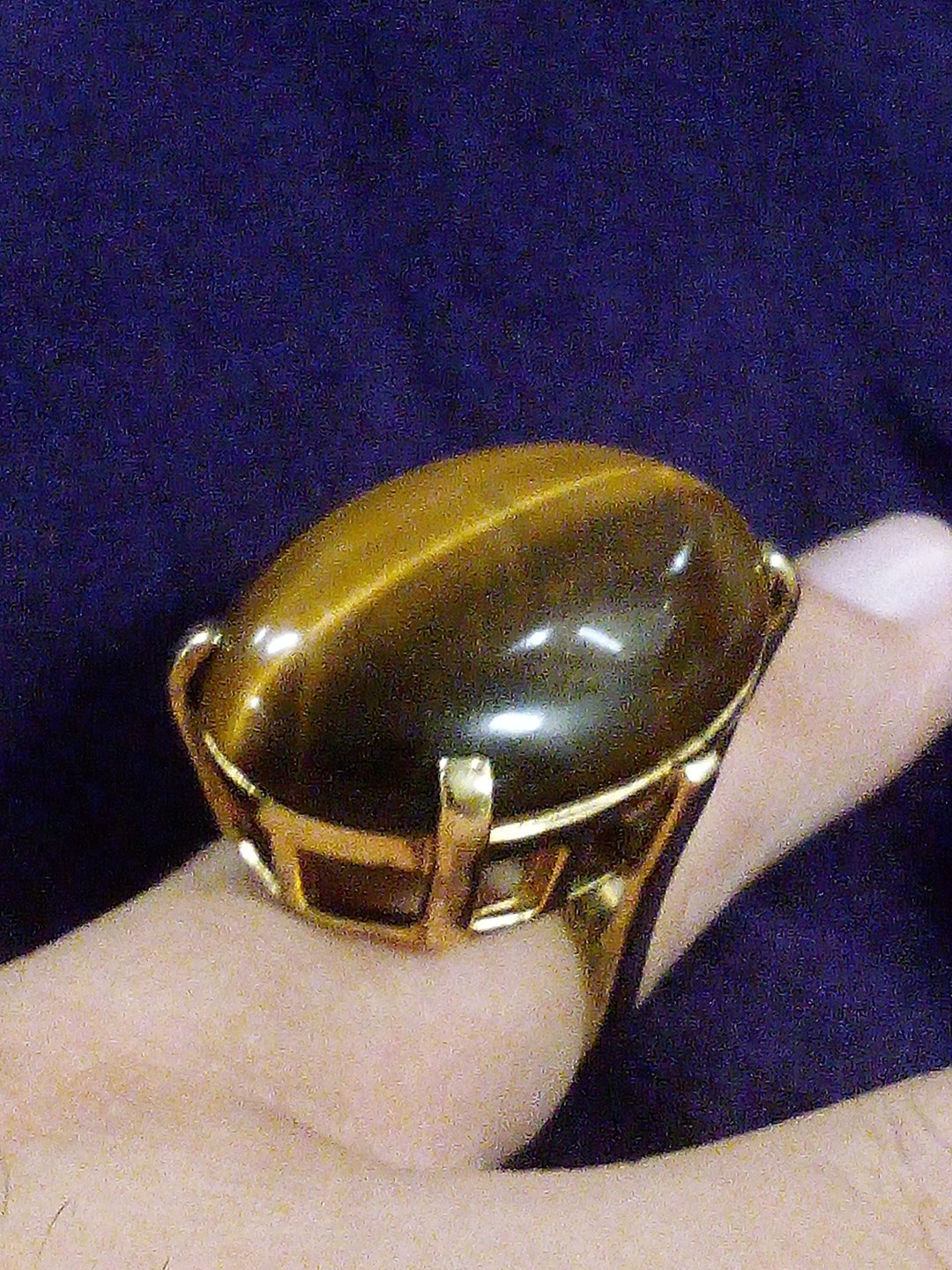 SETA Gold/925 Huge Tigerseye Ring Size 7 Etsy