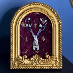 Ornate Framed Holigraphic Tooth Scissors Oddity Gothic Wall Decor