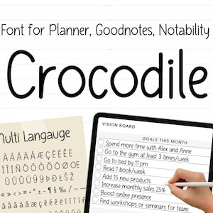 Police manuscrite Goodnotes Simple police Study Digital Note Police mignonne Polices manuscrites soignées Clean Procreate polices de caractères | Crocodile