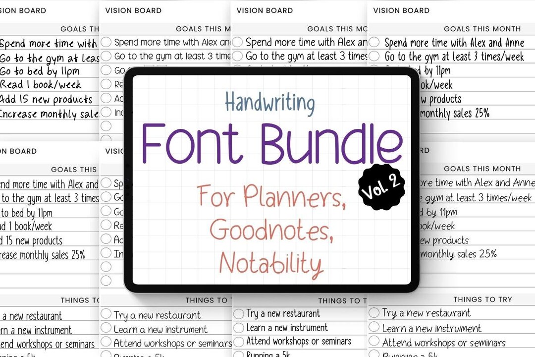 Handwritten Font Bundle Vol.2: Neat Fonts for Goodnotes, Notability ...