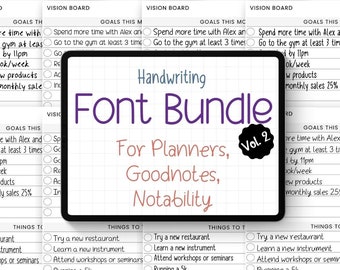 Font Bundle Police manuscrite Goodnotes Étude de police simple Police de note numérique Polices d’écriture manuscrite soignées Planificateur de polices de notabilité propre | Vol.2