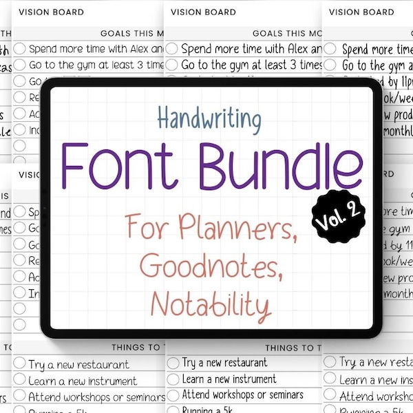 Schrift-Bundle Handgeschriebene Schrift Goodnotes Einfache Schriftstudie Digitale Notiz-Schrift Ordentliche Handschrift-Schriften Saubere Notability Schrift-Planer | Vol.2