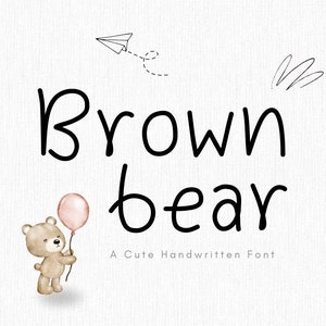 Handwritten Font Goodnotes Simple Font Study Digital Note Cute Font Neat Handwritting Fonts Clean Procreate Font Planner | Brown Bear