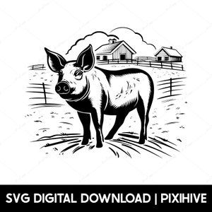 Pig SVG, Cute Pig SVG, Show Pig SVG, Pig Svg for Tumbler, Farm Animals Svg, Farmhouse Clipart, Pig Clip Art, Pig Vector Laser Design File