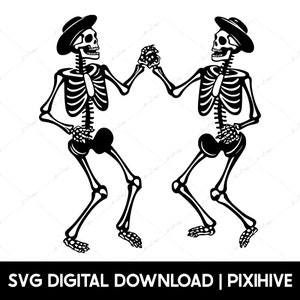 Mexikanische tanzende Skelette SVG, Halloween Skelett SVG, lustige Halloween Clipart, Spooky Season SVG, tanzendes Skelett Png, Skelett Vektor