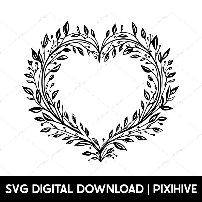 Heart Floral Wreath SVG Laurel Wreath SVG Heart Frame SVG - Etsy