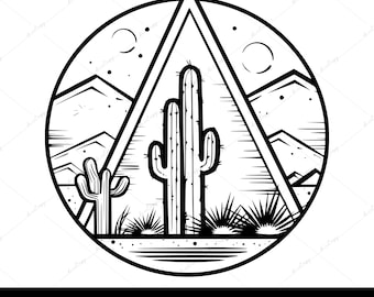 Wüstenkaktus SVG, Southwestern Clipart, Kaktus Clipart, Sukkulenten SVG, Glowforge Gravur Datei, digitale Cricut Cut Datei, Cowboy SVG