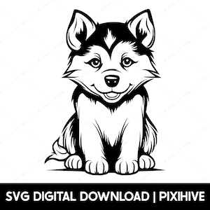 Vecteur Husky sibérien, Chiot Husky SVG, Chemise de chien Husky sibérien SVG Png, Conception de tasse Husky Mom, Art vectoriel chiot, Fichier de gravure de chien mignon