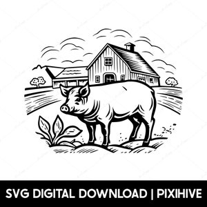 Pig SVG, Cute Pig SVG, Show Pig SVG, Pig Svg for Tumbler, Farm Animals Svg, Farmhouse Clipart, Pig Clip Art, Pig Vector Laser Design File