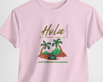 Hola, camiseta hola camping, camiseta de viaje para vacaciones, Hola vacaciones con familia, regalo Hola para amigos