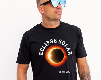 Camiseta Eclipse Solar total 2024, 8 de abril 2024, camiseta personalizada eclipse total, camisa de recuerdos para amigos de Eclipse