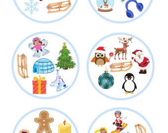 Dobble Game & Memory Game winter theme